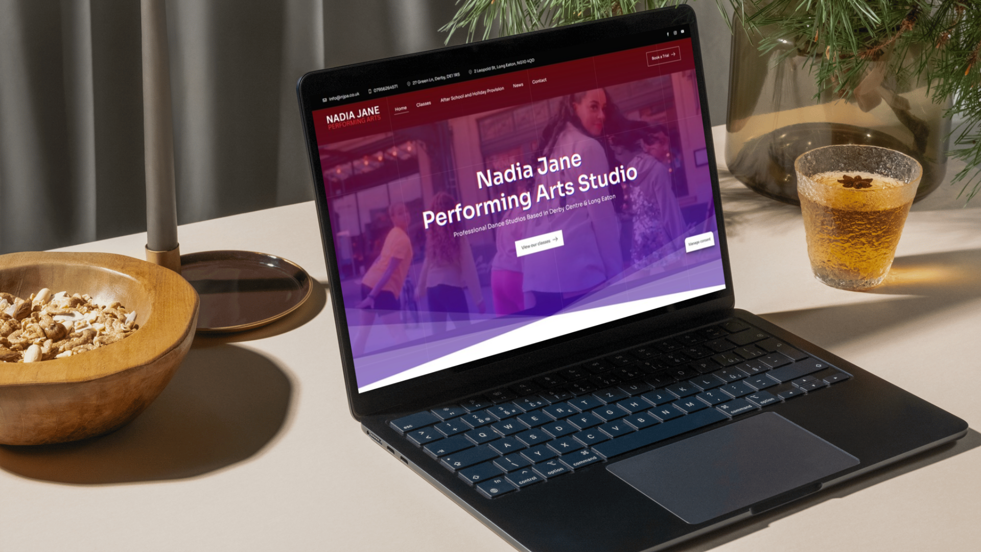 Nadia Jane Performing Arts Website Mockup Laptop